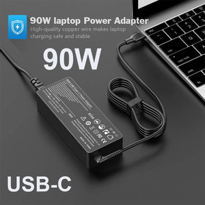 Tasshz 90W 20V USB-C AC Charger Laptop Adapter For HP Spectre x360 Dell TDK33 TDK33 Lenovo ThinkPad T480 T480s T580 T580s IdeaPad Yoga