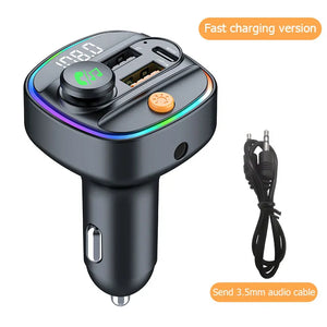 Tasshz Bluetooth 5.3 FM Transmitter Handsfree Car AUX  MP3 Player with 22.5W & PD30W Fast Charge Adapter