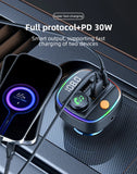 Tasshz Bluetooth 5.3 FM-Transmitter, Freisprecheinrichtung, Auto-AUX-MP3-Player mit 22,5 W und PD30W-Schnellladeadapter