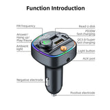 Tasshz Bluetooth 5.3 FM Transmitter Handsfree Car AUX  MP3 Player with 22.5W & PD30W Fast Charge Adapter