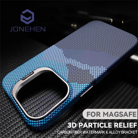 Tasshz Luxury Matte Carbon Magnetic Slim Case For Magsafe Stand Cloud Patterned For iPhone 13 14 15 16 Pro Max