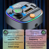 Tasshz Bluetooth 5.3 FM Transmitter Handsfree Car AUX  MP3 Player with 22.5W & PD30W Fast Charge Adapter