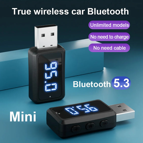 Tasshz Car Bluetooth 5.3 FM Mini USB Transmitter Receiver with LED Display Handsfree Call Car Kit Auto Wireless Audio For FM Radio