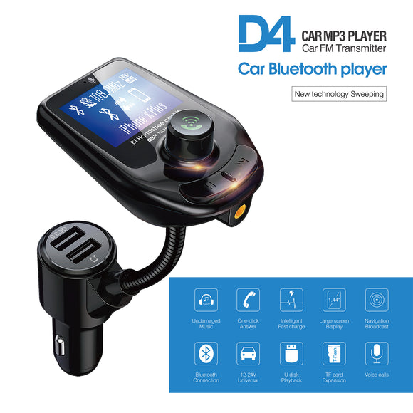 Bluetooth In-Car Wireless FM Transmitter MP3 Radio Adapter Car Dual USB Charger