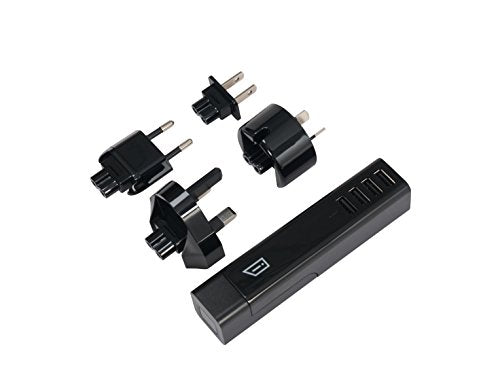 iStore 4-USB Port World Travel Charger, 24W, 4.8 Amp, Black (APA750CAI)