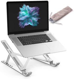 Tasshz Laptop Stand Adjustable, Aluminum 6-Levels Height Foldable Portable Laptop Desk Holder