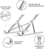 Tasshz Laptop Stand Adjustable, Aluminum 6-Levels Height Foldable Portable Laptop Desk Holder